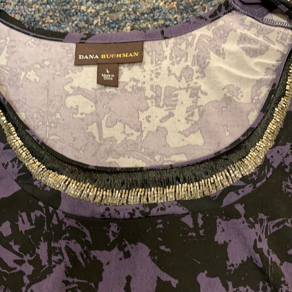 Dana Buchman Purple Marble Sequence Top sz. L - Picture 2 of 2
